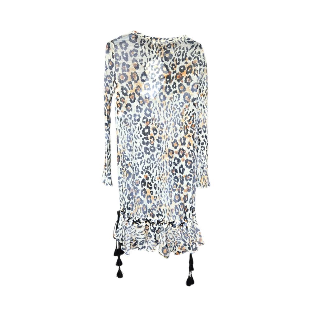 Chloe Resort Leopard Print Runway Ruffle Tassel Dress XS Mobwife Boho Aesthetic - Picture 7 of 16